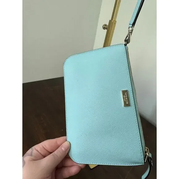 Kate Spade Light Blue Leather Wristlet - Picture 2 of 10